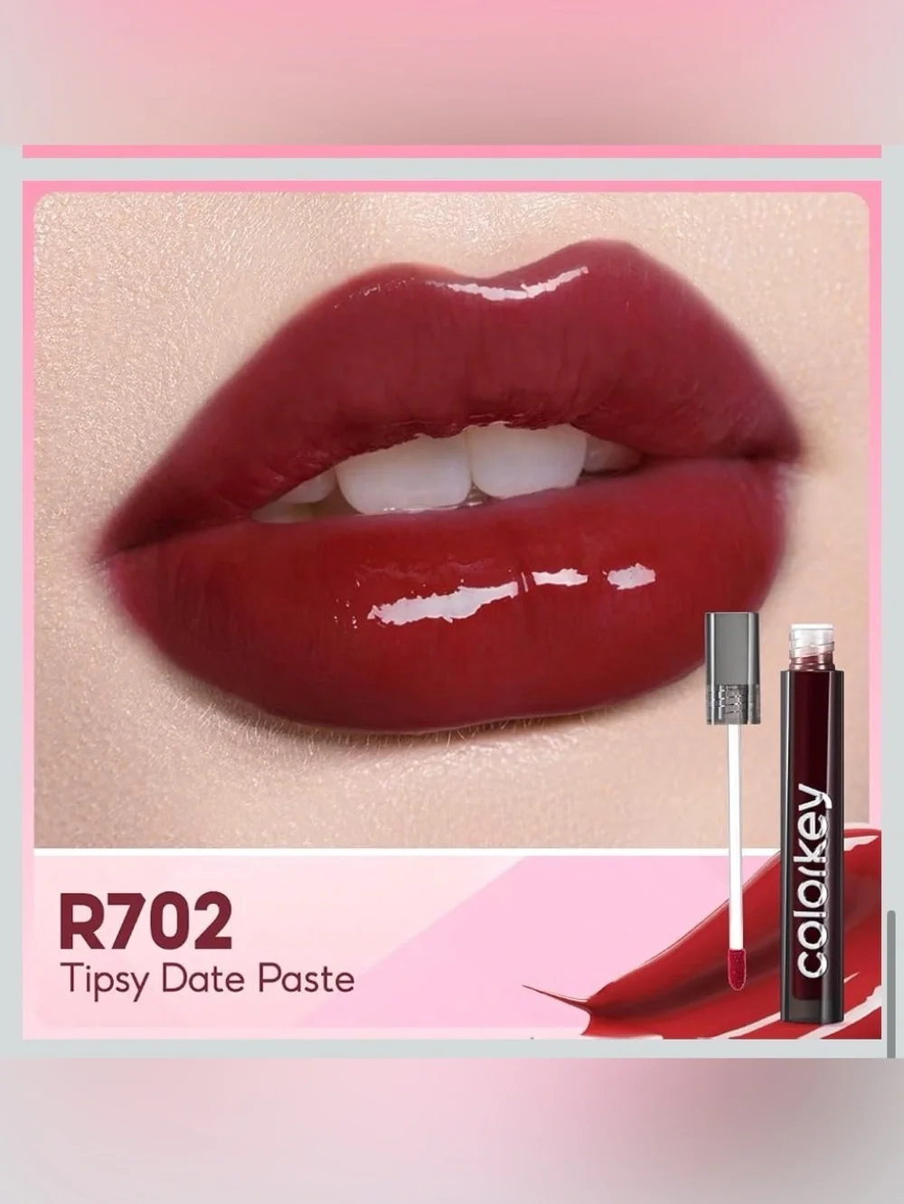 NWT COLORKEY Air Lip Glaze Gloss, R702 Tipsy Date Paste, tinted, softens & plump